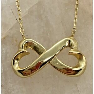 Vintage‎ N 925 Infinity Heart Pendant 18.5'' Necklace Sterling Silver Vermeil 2g